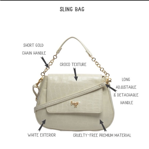 NWT BAGGIT LEO FOLIO CROCODILE WHITE SLING BAG - Picture 3 of 14